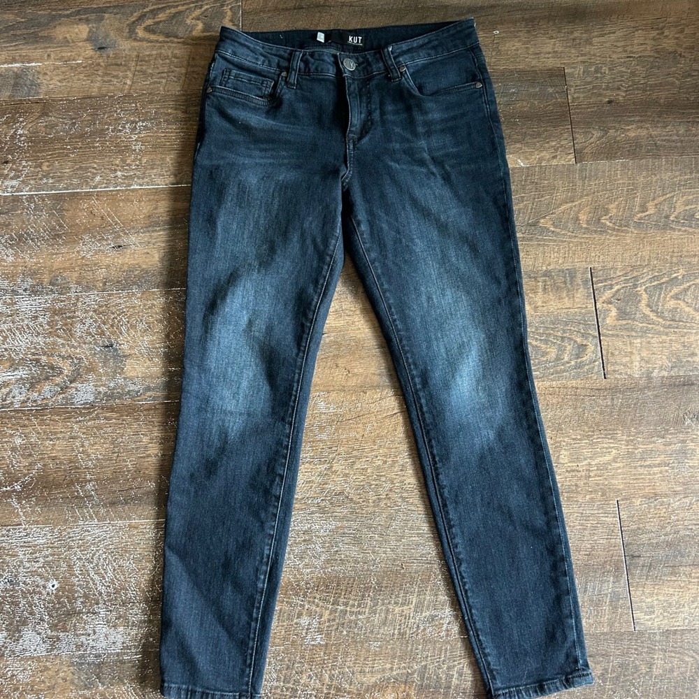 KUT from the Kloth Donna Ankle Skinny Jeans Size 4 Dark Wash Faded Denim
